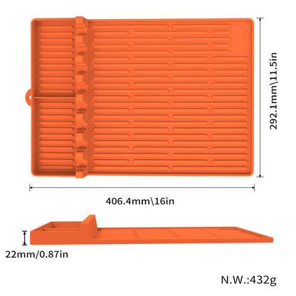 Orange Silicone BBQ Grilling Mat - Heat Resistant Side Rack Protector for Grills and Baking Trays
