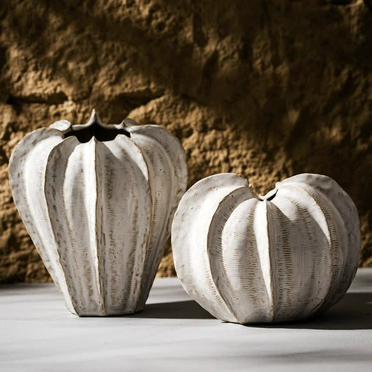 Elegant White Ceramic Pumpkin-Shaped Vase – Modern Decorative Home Accent for Table Centerpiece
