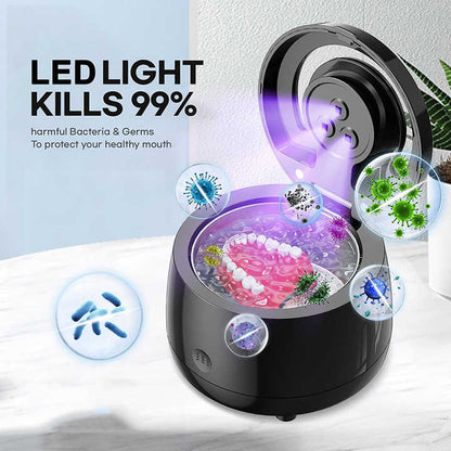 White Ultrasonic Cleaner with UV Light for Dentures, Aligners & Jewelry