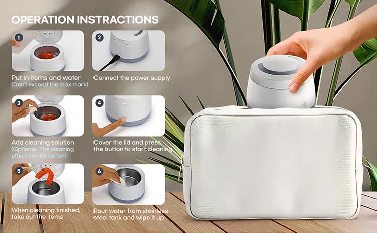 White Ultrasonic Cleaner with UV Light for Dentures, Aligners & Jewelry