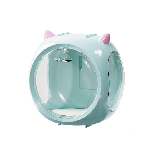 Blue And Purple Horn Acrylic Blind Box Display Case - Transparent Dustproof Storage for Figures and Collectibles(The model is a shooting prop and is not included)