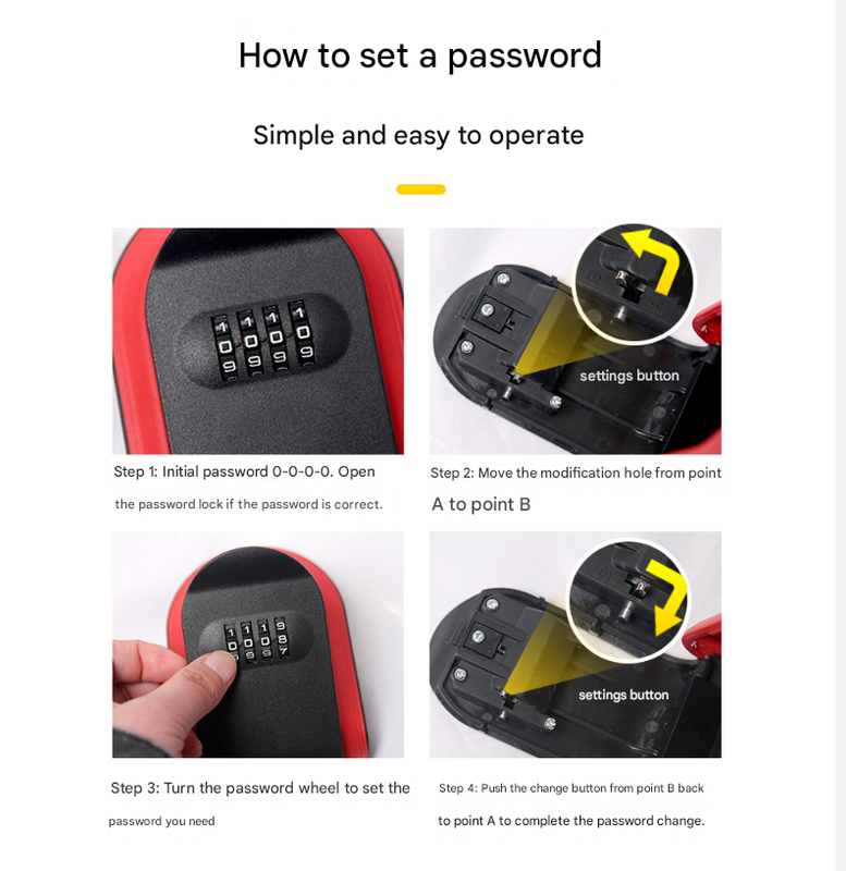 Orange 3PCS Wall Mount Plastic Combination Key Lock Box - Secure Key Safe Storage Box