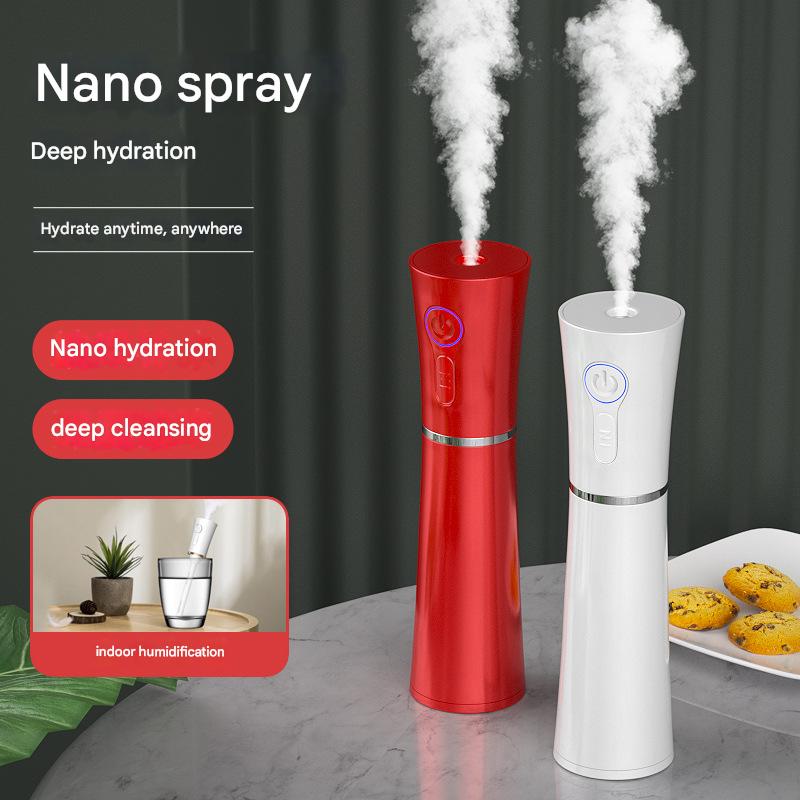 White 2 in 1 Cool Mist Humidifier and Facial Moisturizer - USB Rechargeable Portable Nano Sprayer