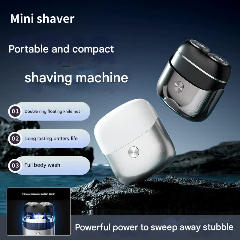 Mini Portable Electric Shaver - Dual Floating Heads, USB-C Fast Charge, Waterproof, Magnetic Design(Gun black)