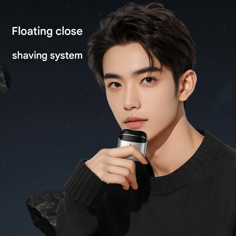 Mini Portable Electric Shaver - Dual Floating Heads, USB-C Fast Charge, Waterproof, Magnetic Design(Gun black)