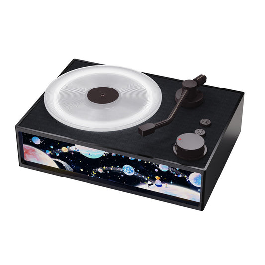 Retro Vinyl Record Player Bluetooth Speaker with Illuminated Art Panel & Aroma Diffuser(Black)