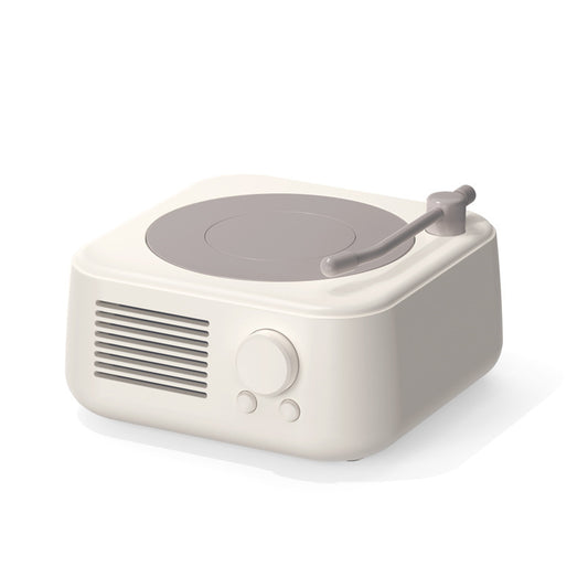 Retro Turntable Bluetooth 5.3 Speaker - 360 Surround Sound, FM Radio & TF Card Player(white)