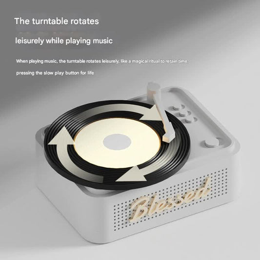Retro Vinyl Bluetooth Speaker with Ambient Night Light - TF Card & AUX Support(Gray)
