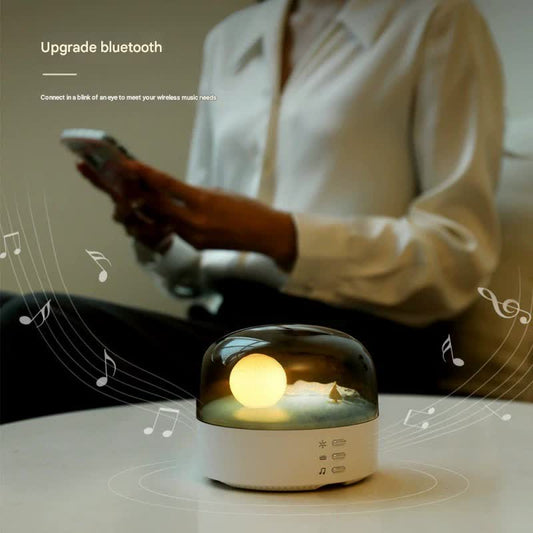 Moon Landscape Bluetooth Speaker & Night Light - Adjustable Brightness & Tones, 1200mAh Battery(white)