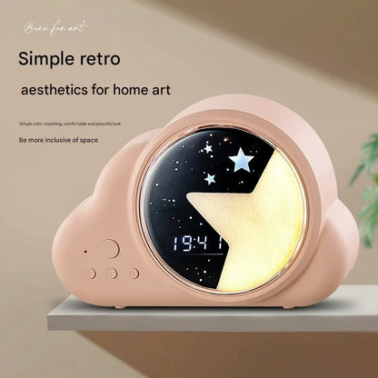 3-in-1 Retro Cloud Alarm Clock with Bluetooth Speaker & Starry Night Light - USB Rechargeable(blue)