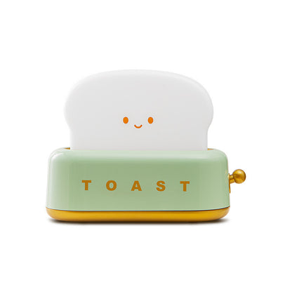 Adorable Toast-Shaped LED Night Light - Dimmable, Timer, USB-C Rechargeable, Long Battery Life(Green)