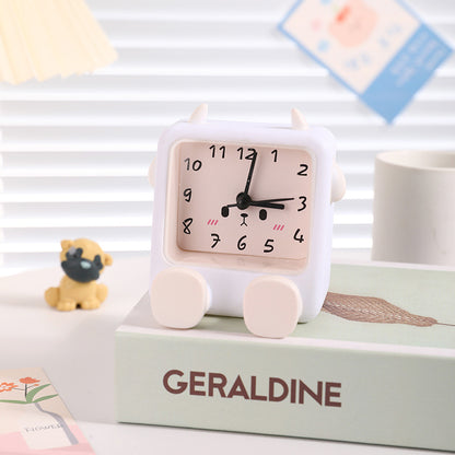 Adorable Cartoon Animal Alarm Clock - Silent Quartz Movement, Loud Alarm, Battery Operated(white)