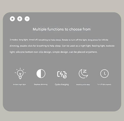Cylindrical LED Night Light with Timer & Stepless Dimming - USB-C Rechargeable, 1200mAh Battery(Brown)