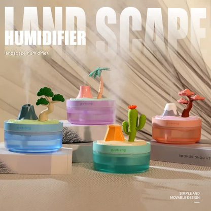 Landscape USB Humidifier with 7-Option Night Light - 320ml, Quiet Operation & Auto Shut-Off(Cactus)
