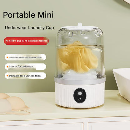 White Travel-Friendly Mini Washing Machine - USB Powered, Automatic, for Small Loads