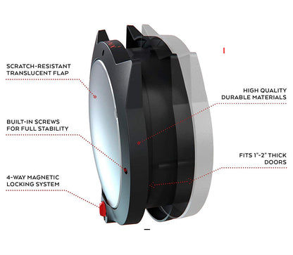White 4-Way Locking Cat Flap Door - Pet Entry Portal for Interior Doors, Walls & Cabinets