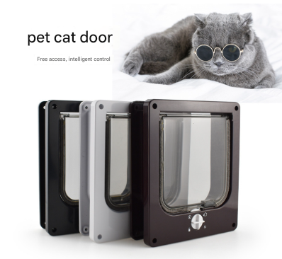 Size M Black 4-Way Locking Pet Flap Door for Cats and Small Dogs - Weatherproof Magnetic Cat Door