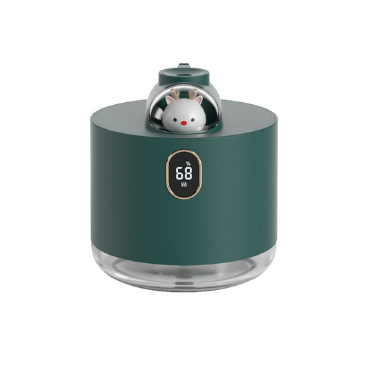 Green Adorable Space Capsule Humidifier - Portable USB Cool Mist Maker with LED Display & Ambient Night Light