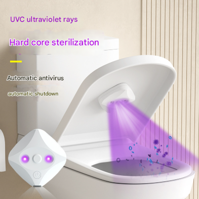 2 Pcs White Automatic UVC Toilet Sanitizer Light - Rechargeable Portable Sterilizer for Bathroom Hygiene