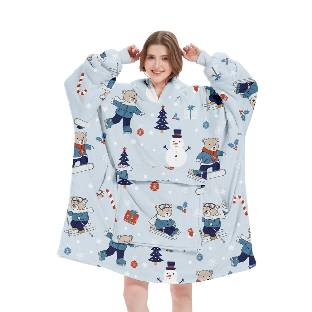 Snowman Oversized Wearable Blanket Hoodie - Ultra Soft & Cozy Snuggle Pullover for Adults