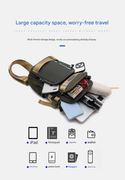 Army Green Stylish Multi-Functional Men's Chest Bag - Lightweight Crossbody Sling Pack