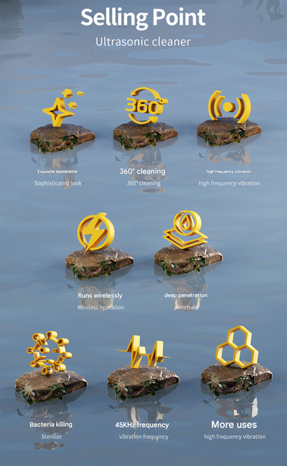 Green Portable Ultrasonic Cleaner - 45kHz Professional High-Frequency Cleaning Machine for Jewellery, Glasses, Watches, and Makeup Brushes