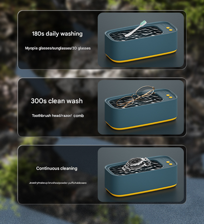 Green Portable Ultrasonic Cleaner - 45kHz Professional High-Frequency Cleaning Machine for Jewellery, Glasses, Watches, and Makeup Brushes