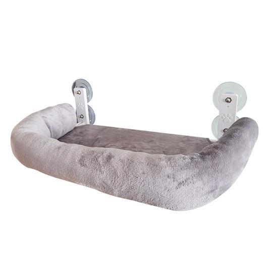 Foldable Window Thickened Plush Cat Perch(52 x 30 cm) - Warm Soft Plush Hammock with Strong 85mm Dual Suction Cups for Indoor Pets