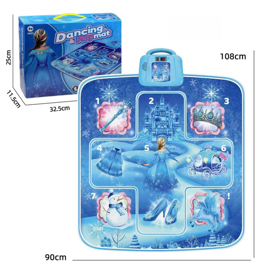Blue Wireless Kids Electronic Princess Dance Mat & Music Playmat(90x108CM) - 7 Modes Foot Game Pad Toy with Digital Score Display
