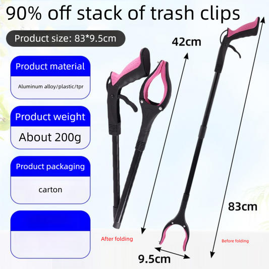 Purple and Black Handle Foldable Grabber Reacher Tool - 83cm Aluminium Litter Picker with Magnetic Tip - Lightweight Mobility Aid for Garden & Home Rubbish Cleanup