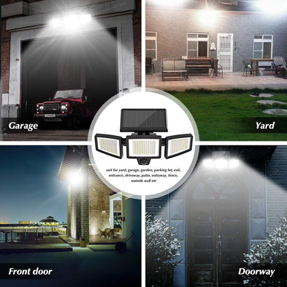 Solar Garden Lights Outdoor Motion Sensor 210 LED - 2-in-1 Ground Spike & Wall Mount Flood Light with Remote IP65 Waterproof for Pathway & Yard