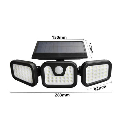 Solar Outdoor Security Lights Motion Sensor 74 LED - 3 Adjustable Heads Flood Light IP65 Waterproof for Garden Garage & Driveway