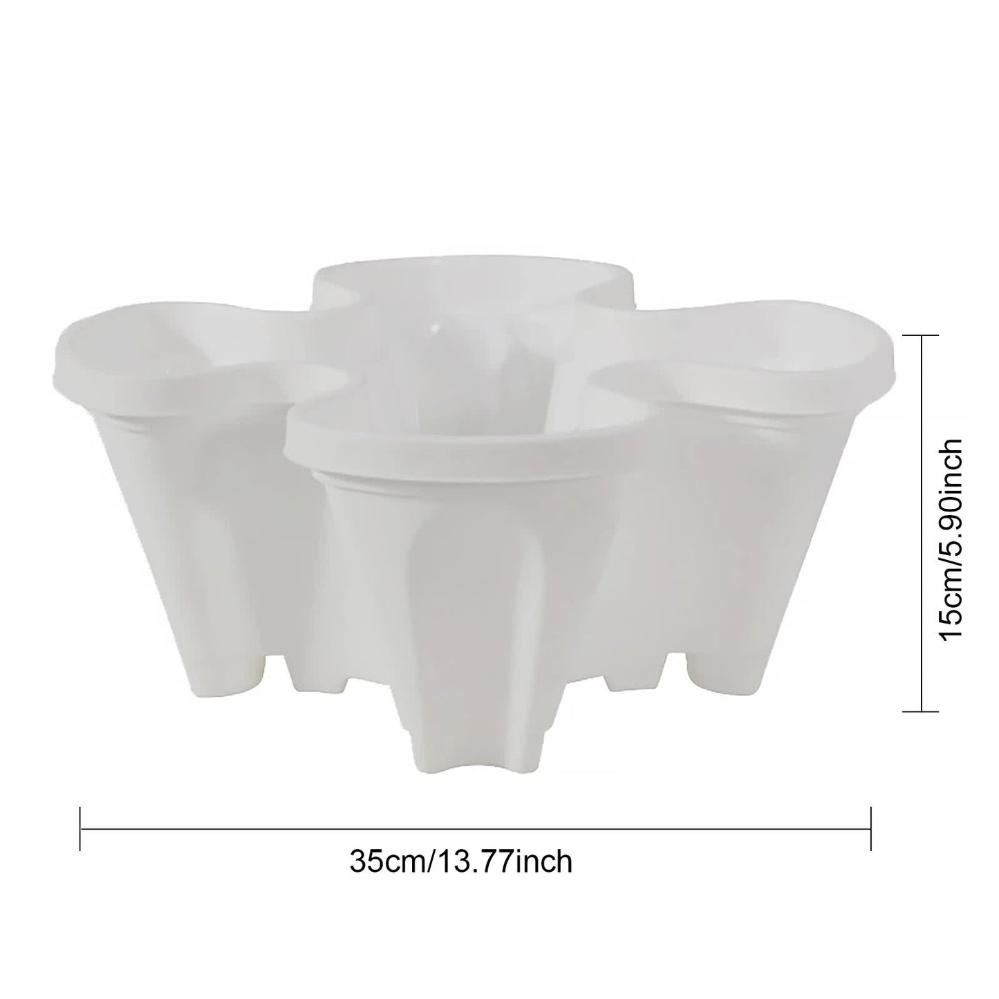 White 3-Tier Stackable Strawberry & Vegetable Planter with Mobile Wheel Tray - Space-Saving Vertical Gardening System