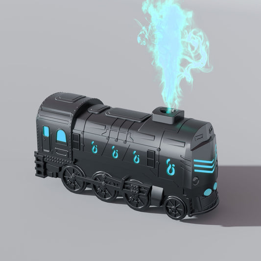 War-Armor Ultrasonic Train Humidifier & Aroma Diffuser - Large & Fine Mist Output, Water Shortage and Power-Off Protection with 7-Color LED & Mechanical Button and Remote Dual Control