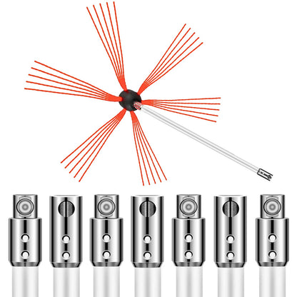 VEVOR Chimney Sweeping Brush Rotary Chimney Brush 315Inch Chimney Brush Rod Kit 8 Rods with Nylon Flexible Rods (8 Rods)