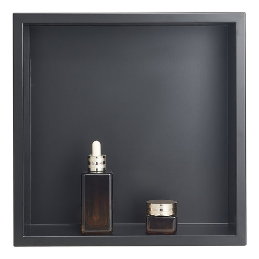 VEVOR Shower Niche, 33.0 x 33.0 x 10.2 cm Recessed Wall Niche, Heavy-duty Stainless Steel Modern Soap & Shampoo Storage Organizer, Sealed Waterproof, Durable & Easy to Install, Black for Bathroom