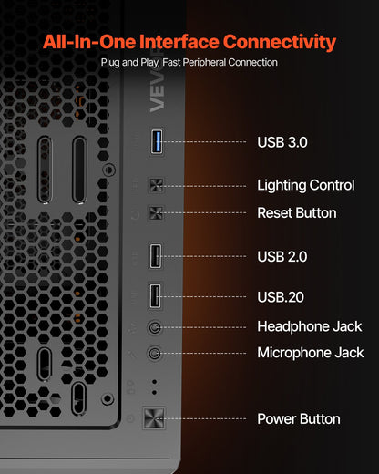 VEVOR Mid-Tower ATX PC Gaming Case Computer Case Box with 4 x 120 mm ARGB Fans