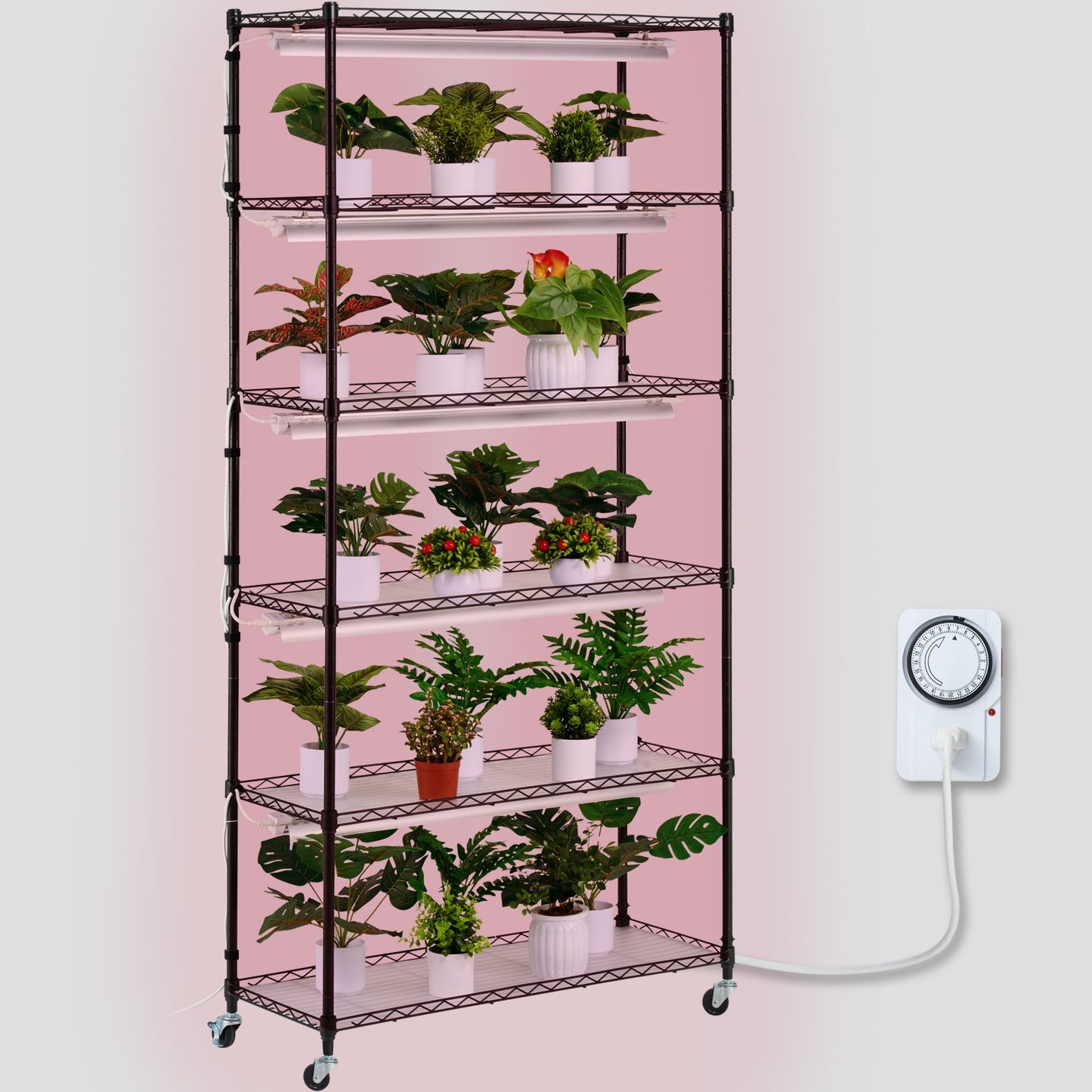 VEVOR Plant Stand with Grow Light 6 Tiers 180W 180 cm  Indoor Plant Grow Shelf