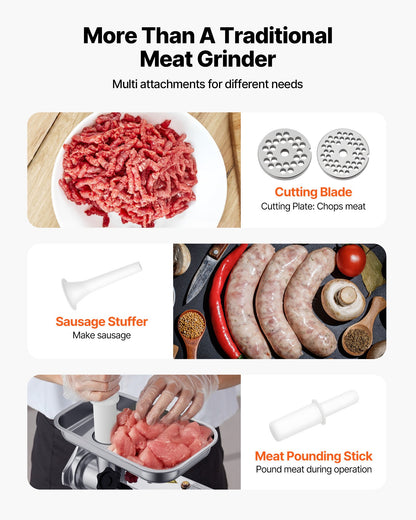 VEVOR Commercial Electric Meat Grinder 5.5 Lbs/Min Sausage Stuffer Maker Kitchen