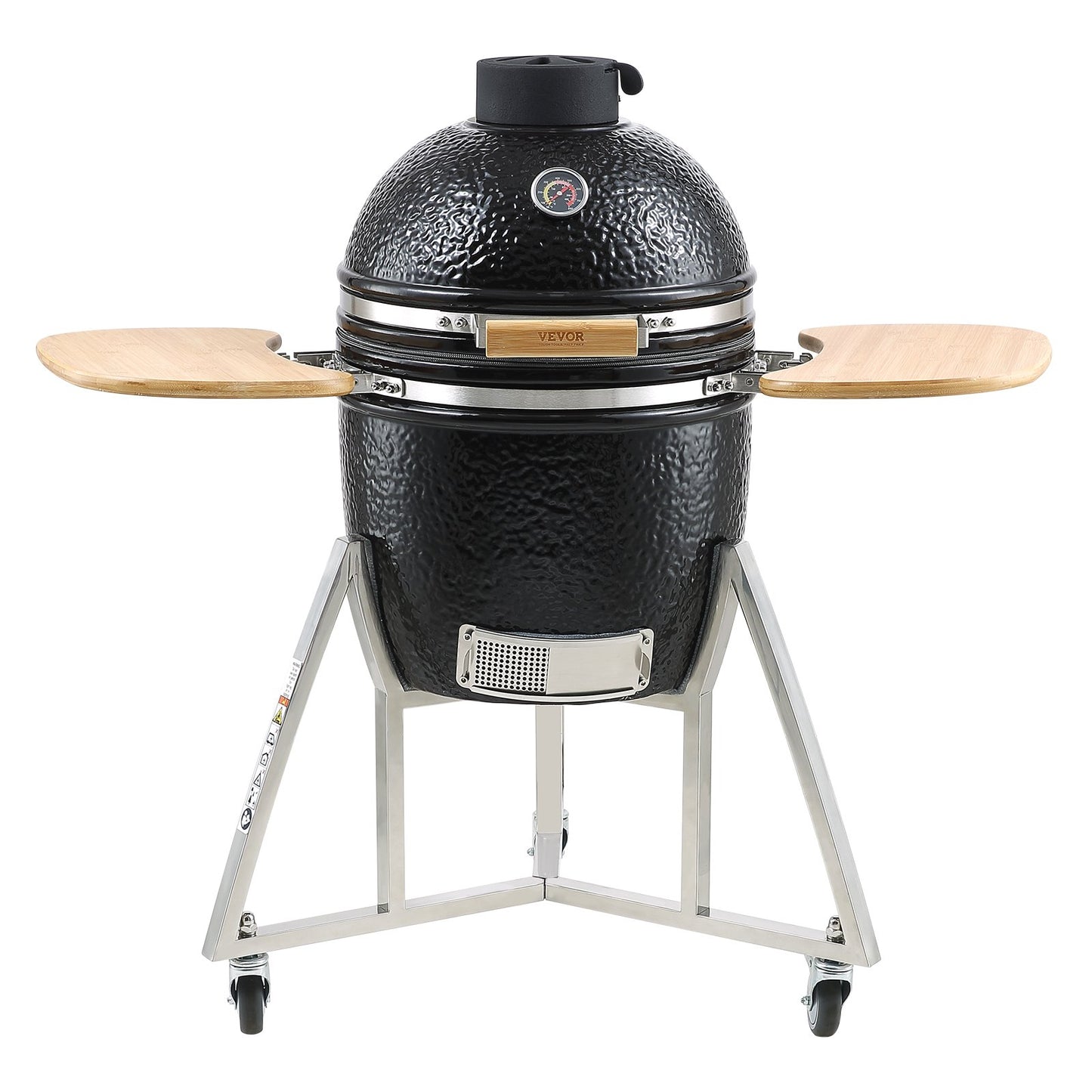 VEVOR Portable Charcoal Grill, Propane Gas Grills with Cover and Cart, Heavy Duty Stainless Steel BBQ Grill, Mini Smoker for Outdoor Cooking, Barbecue Camping, Picnic, and Backyard, Black