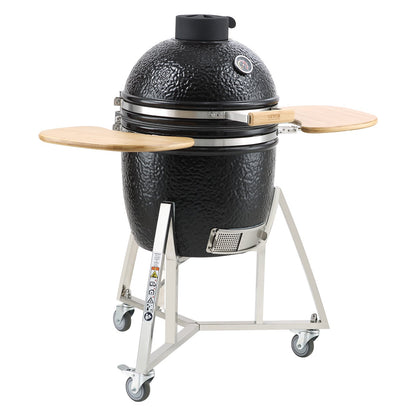 VEVOR Portable Charcoal Grill, Propane Gas Grills with Cover and Cart, Heavy Duty Stainless Steel BBQ Grill, Mini Smoker for Outdoor Cooking, Barbecue Camping, Picnic, and Backyard, Black