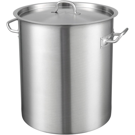 VEVOR Stainless Steel Stockpot, 42 Quart Large Cooking Pots, Multipurpose Cookware Sauce Pot with Lid & Handle, Heavy Duty Commercial Grade Stock Pot, Sanding Treatment, for Large Groups Events Silver