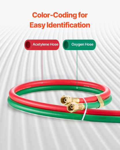 Oxygen Acetylene Hose 1/4-Inch x 50FT T Grade Hose 300PSI Max Working Pressure