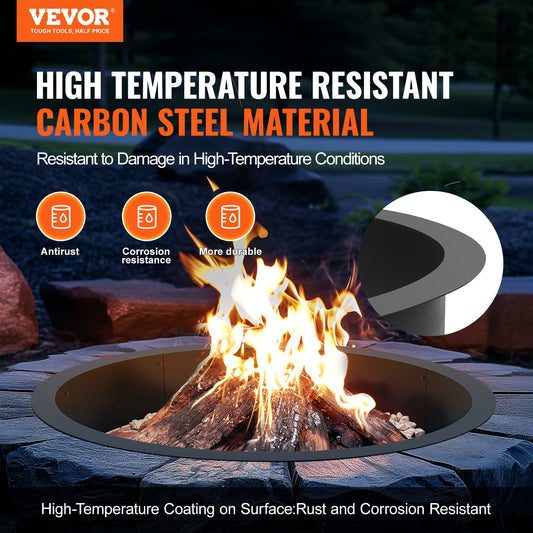VEVOR Fire Pit Ring Round Inner Steel Liner DIY Campfire Firepit