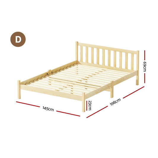Artiss Bed Frame Double Size Wooden Oak SOFIE - Mekamart Australia